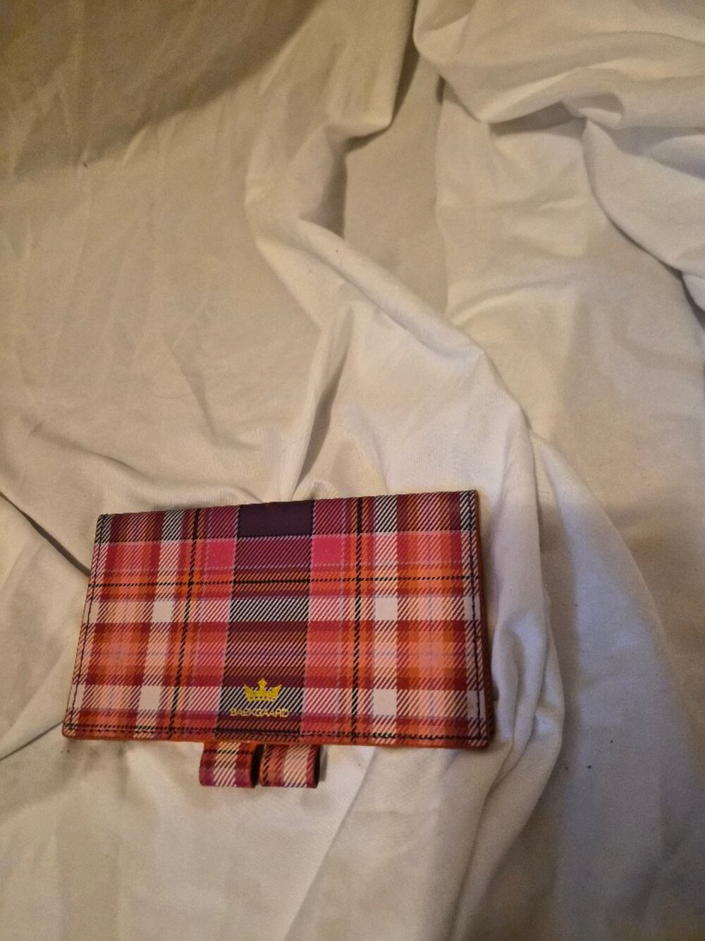 Becksöndergaard Genuine Leather Plaid Wallet - Pink Tartan Slim Passport Holder